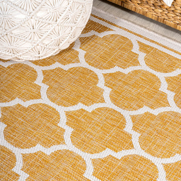 Trebol Moroccan Trellis Textured Weave Indoor/outdoor Square Rug